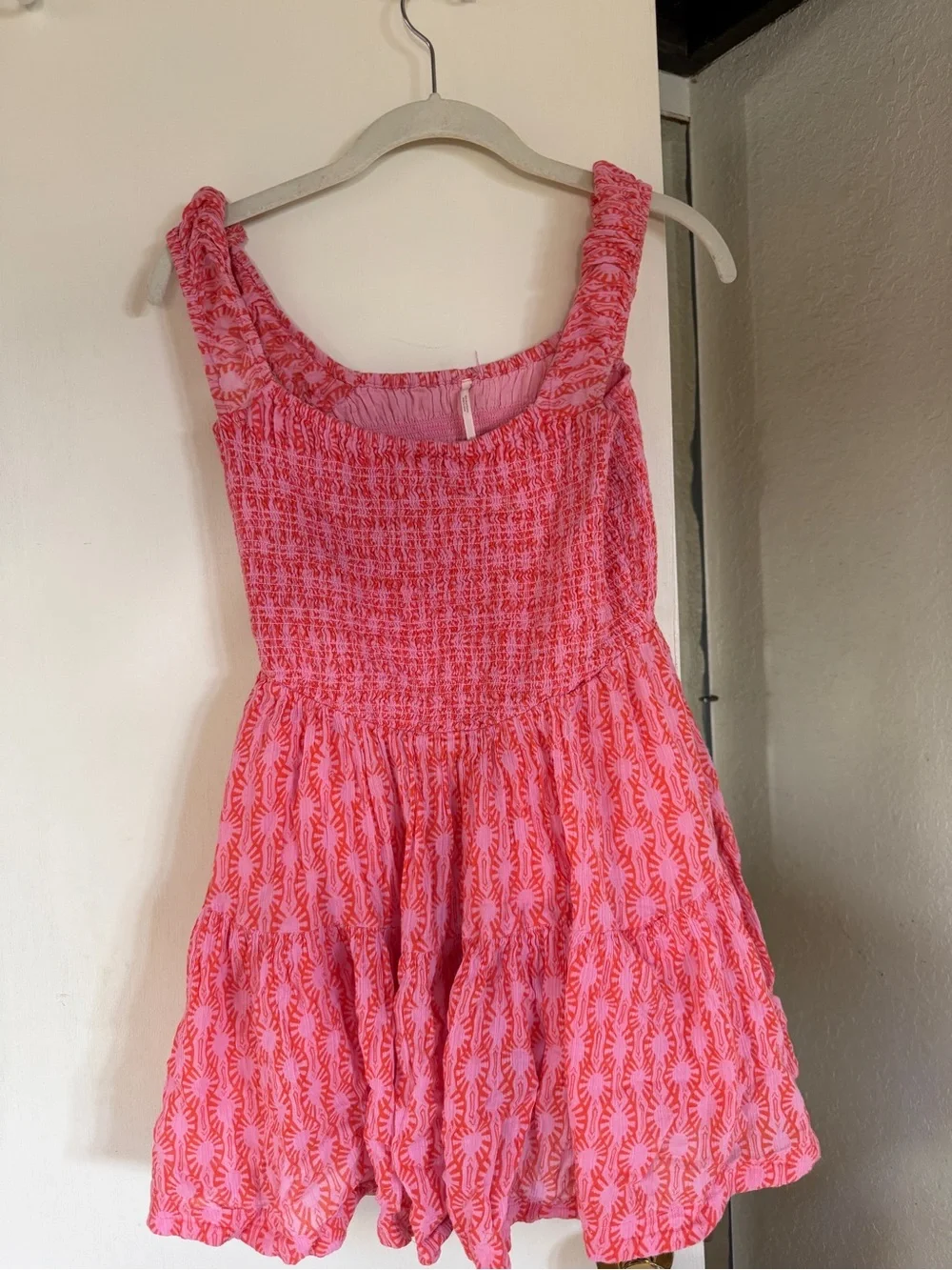 Free People Sweet Annie Smocked Square-Neck Mini Dress